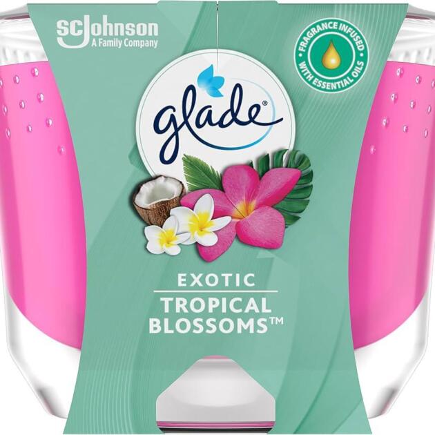 Glade Scented Candle Exotic Tropical Blossoms with Essential Oils 224g