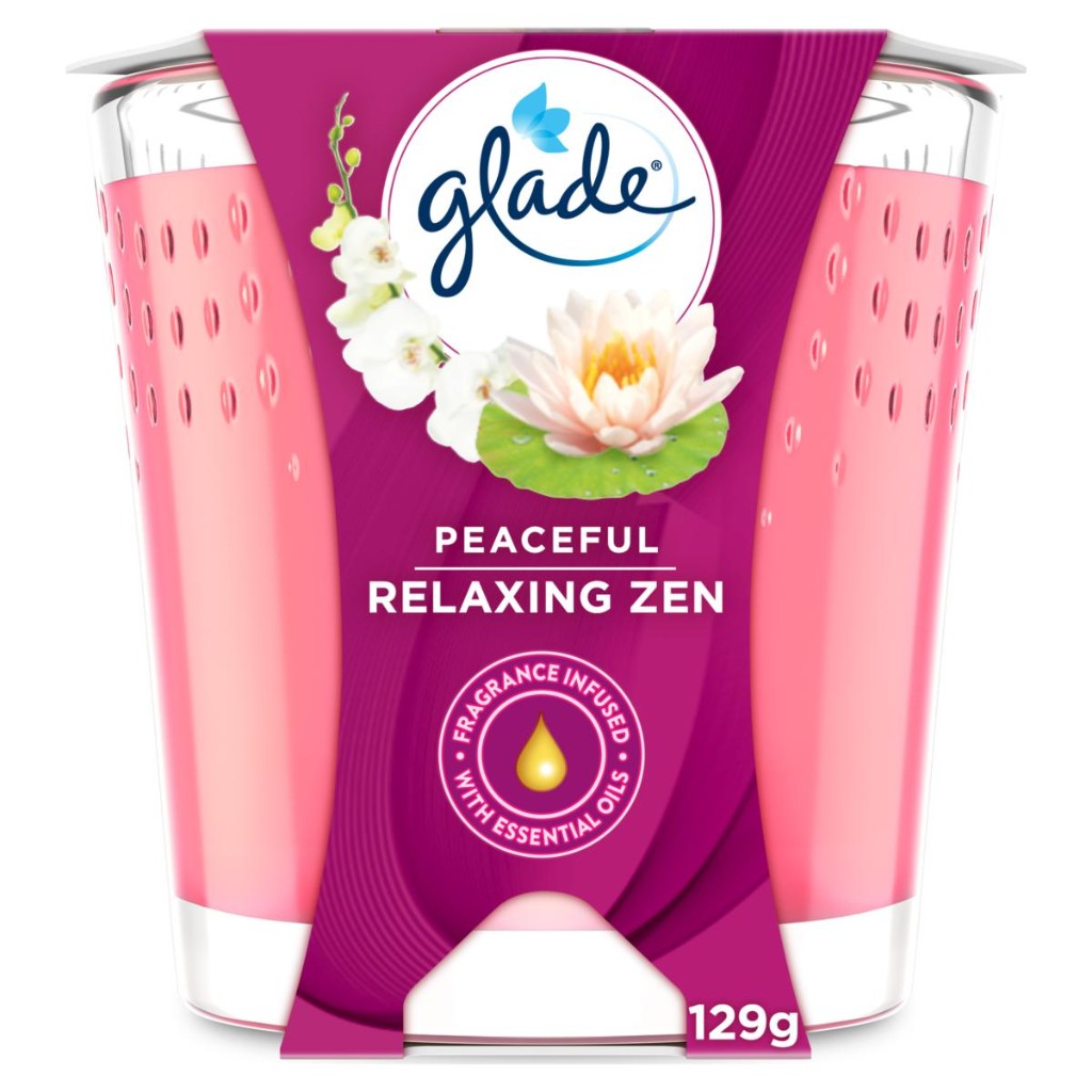 Glade Scented Candle with Essential Oils Bali Peaceful Relaxing Zen 129g